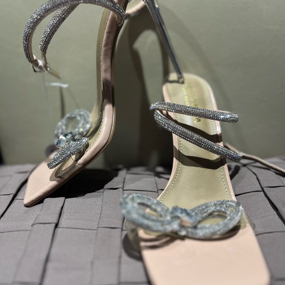 Fashion Nova Silver Strappy Heels